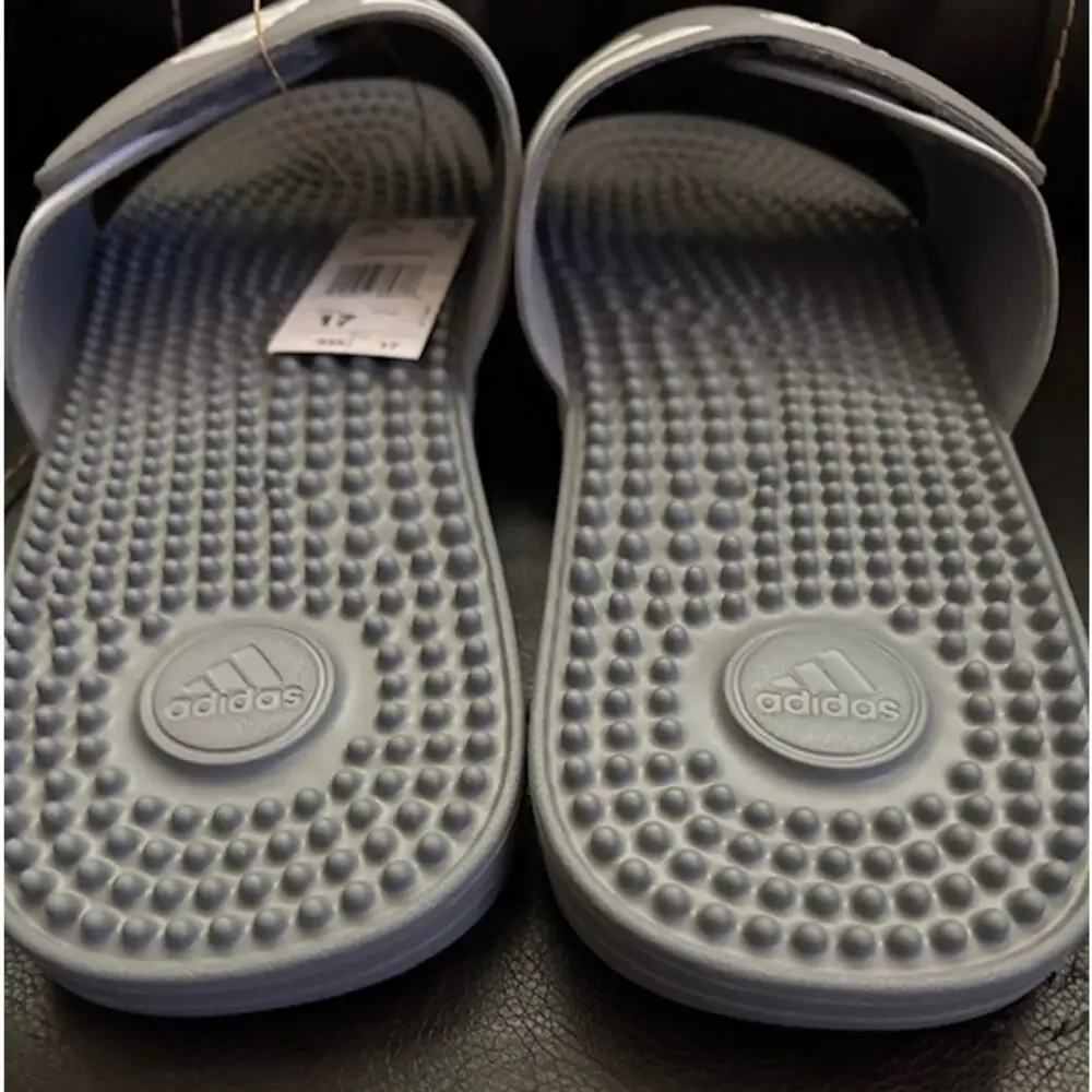 NIB Men's Adidas Adissage Slide Sandals Dark Gray White Size 17